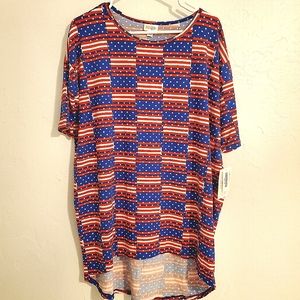 NWT LuLaRoe IRMA - S, women's shirt. Size S, patriotic red, white, blue, soft